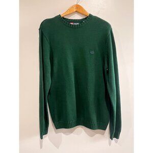 VTG Chaps Crew Neck Sweater Mens M Green Embroidered Crest 90s
